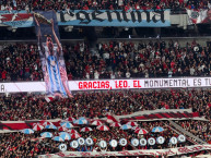 Foto: "Gracias, Leo. El Monumental es tu casa" Barra: Los Borrachos del Tablón &bull; Club: River Plate &bull; País: Argentina