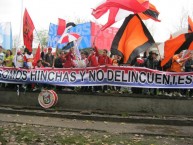 Foto: "Somos hinchas y no delincuentes" Barra: Los del Valle • Club: Unión San Felipe