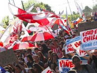 Foto: "La hinchada del Curi formando parte de las protestas de 2019, en las calles de la ciudad" Barra: Los Marginales • Club: Curicó Unido • País: Chile