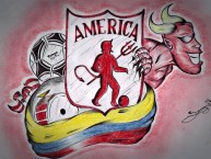 Desenho - Diseño - Arte - Dibujo de la Barra: Disturbio Rojo Bogotá • Club: América de Cáli