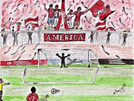 Desenho - Diseño - Arte - Dibujo de la Barra: Disturbio Rojo Bogotá • Club: América de Cáli