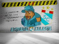 Desenho - Diseño - Arte - "Extremo Celeste El loko poSCitibeichom" Dibujo de la Barra: Extremo Celeste • Club: Sporting Cristal