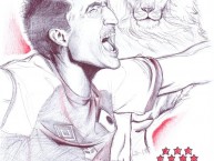 Desenho - Diseño - Arte - Dibujo de la Barra: La Guardia Albi Roja Sur • Club: Independiente Santa Fe