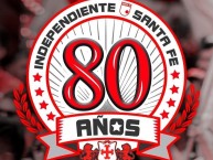 Desenho - Diseño - Arte - "INDEPENDIENTE SANTA FE 80 AÑOS DE GRANDEZA." Dibujo de la Barra: La Guardia Albi Roja Sur • Club: Independiente Santa Fe • País: Colombia