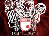 Desenho - Diseño - Arte - "SANTA FE 80 AÑOS DE GRANDEZA." Dibujo de la Barra: La Guardia Albi Roja Sur • Club: Independiente Santa Fe • País: Colombia