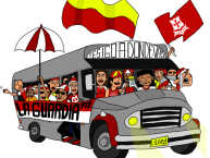 Desenho - Diseño - Arte - "@JACC_ilustra LGARS- SANTA FE" Dibujo de la Barra: La Guardia Albi Roja Sur • Club: Independiente Santa Fe