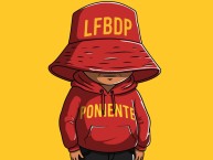 Desenho - Diseño - Arte - "LA FAMOSA BANDA DEL PONIENTE 1981 LA COLINA LA BANDA DEL ROJIAMARILLO" Dibujo de la Barra: Locura 81 &bull; Club: Monarcas Morelia &bull; País: México