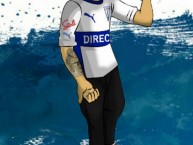 Desenho - Diseño - Arte - "Mi versión caricatura con la franja âšªðŸ”µâšª" Dibujo de la Barra: Los Cruzados • Club: Universidad Católica