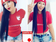 Hincha - Tribunera - Chica - Fanatica de la Barra: La Guardia Albi Roja Sur • Club: Independiente Santa Fe