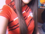 Hincha - Tribunera - Chica - Fanatica de la Barra: La Guardia Albi Roja Sur • Club: Independiente Santa Fe