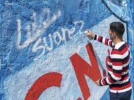 Mural - Graffiti - Pintadas - "Luis Suarez firmando un mural en la blanqueada" Mural de la Barra: La Banda del Parque &bull; Club: Nacional &bull; País: Uruguay