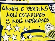 Trapo - Bandeira - Faixa - Telón - "Ganes o pierdas, aquí estaremos y aquí moriremos" Trapo de la Barra: Avalancha Sur • Club: Deportivo Táchira • País: Venezuela