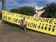 Trapo - Bandeira - Faixa - Telón - "La copa libertadores es mi obsesión" Trapo de la Barra: Barra Amsterdam • Club: Peñarol