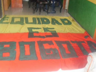 Trapo - Bandeira - Faixa - Telón - "Equidad es Bogotá" Trapo de la Barra: Distrito Asegurador • Club: La Equidad