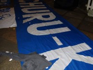 Trapo - Bandeira - Faixa - Telón - "Los de churu-k en la previa antes del partido" Trapo de la Barra: Fuerza Azul • Club: Cartaginés