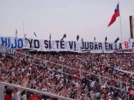 Trapo - Bandeira - Faixa - Telón - "HIJO YO SI TE VI JUGAR EN LA B" Trapo de la Barra: Garra Blanca • Club: Colo-Colo • País: Chile