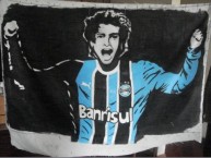 Trapo - Bandeira - Faixa - Telón - "Theco, Idolo Tricolor!" Trapo de la Barra: Geral do Grêmio • Club: Grêmio