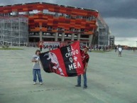 Trapo - Bandeira - Faixa - Telón - "El chivo que más mea" Trapo de la Barra: Huracan Roji-Negro &bull; Club: Deportivo Lara &bull; País: Venezuela
