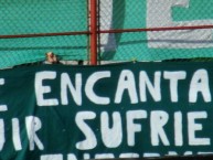 Trapo - Bandeira - Faixa - Telón - "Me encanta seguir sufriendo esta enfermedad" Trapo de la Barra: La Banda 100% Caballito • Club: Ferro Carril Oeste • País: Argentina