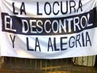 Trapo - Bandeira - Faixa - Telón - "LA LOCURA, EL DESCONTROL Y LA ALEGRÃA" Trapo de la Barra: La Banda de Fierro 22 • Club: Gimnasia y Esgrima • País: Argentina