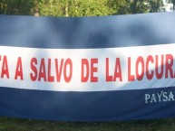 Trapo - Bandeira - Faixa - Telón - "Nadie esta a salvo de la locura, Paysandú La 19" Trapo de la Barra: La Banda del Parque • Club: Nacional