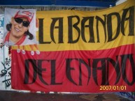 Trapo - Bandeira - Faixa - Telón - "AGUANTE LA ULTRASUR BOSA * LA BANDA DEL ENANO." Trapo de la Barra: La Guardia Albi Roja Sur • Club: Independiente Santa Fe • País: Colombia