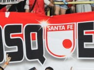 Trapo - Bandeira - Faixa - Telón - "MOSQUERA ES DEL LEÓN" Trapo de la Barra: La Guardia Albi Roja Sur &bull; Club: Independiente Santa Fe