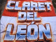 Trapo - Bandeira - Faixa - Telón - "CLARET DEL LEÓN." Trapo de la Barra: La Guardia Albi Roja Sur &bull; Club: Independiente Santa Fe &bull; País: Colombia