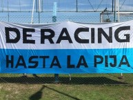 Trapo - Bandeira - Faixa - Telón - "DE RACING HASTA LA PIJA" Trapo de la Barra: La Guardia Imperial • Club: Racing Club