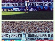 Trapo - Bandeira - Faixa - Telón - "Racing y vino para todo el pueblo Argentino" Trapo de la Barra: La Guardia Imperial • Club: Racing Club