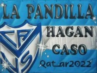 Trapo - Bandeira - Faixa - Telón - Trapo de la Barra: La Pandilla de Liniers • Club: Vélez Sarsfield