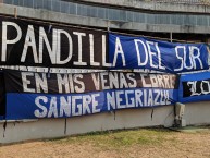 Trapo - Bandeira - Faixa - Telón - "En mis venas corre sangre negriazul" Trapo de la Barra: La Pandilla del Sur • Club: Mineros de Guayana