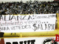 Trapo - Bandeira - Faixa - Telón - Trapo de la Barra: La Ultra Blanca y Barra Brava 96 • Club: Alianza