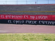 Trapo - Bandeira - Faixa - Telón - "Infierno es mi lugar el cielo puede esperar" Trapo de la Barra: León del Svr • Club: Melgar