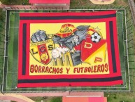 Trapo - Bandeira - Faixa - Telón - "Borrachos y Futboleros" Trapo de la Barra: Lobo Sur &bull; Club: Pereira