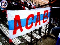 Trapo - Bandeira - Faixa - Telón - "ACAB" Trapo de la Barra: Los Cruzados • Club: Universidad Católica • País: Chile