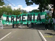 Trapo - Bandeira - Faixa - Telón - "Armenia" Trapo de la Barra: Los del Sur • Club: Atlético Nacional • País: Colombia