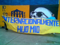 Trapo - Bandeira - Faixa - Telón - "internacionalmente hijo mio" Trapo de la Barra: Los Guerreros &bull; Club: Rosario Central &bull; País: Argentina
