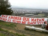 Trapo - Bandeira - Faixa - Telón - "hay amores que matan pero el tuyo me hace vivir" Trapo de la Barra: Los Marginales • Club: Curicó Unido • País: Chile