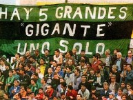 Trapo - Bandeira - Faixa - Telón - "Hay 5 grandes, gigante un solo" Trapo de la Barra: Los Pibes de Chicago • Club: Nueva Chicago • País: Argentina