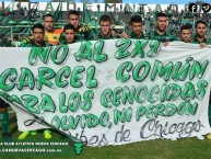 Trapo - Bandeira - Faixa - Telón - "No al 2x1, cárcel común para los genocidas, ni olvido ni perdón.Los pibes de Chicago" Trapo de la Barra: Los Pibes de Chicago • Club: Nueva Chicago