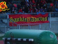 Trapo - Bandeira - Faixa - Telón - Trapo de la Barra: Los Rojinegros • Club: Rangers de Talca