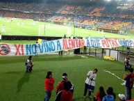 Trapo - Bandeira - Faixa - Telón - "SI NO VINO ALENTAR. A QUE PUTAS VINO?" Trapo de la Barra: Rexixtenxia Norte • Club: Independiente Medellín