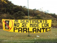 Trapo - Bandeira - Faixa - Telón - "Mi sentimiento no se mide con parlantes" Trapo de la Barra: Sur Oscura • Club: Barcelona Sporting Club