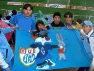 Trapo - Bandeira - Faixa - Telón - "EL GARCI ES TU PAPÁ" Trapo de la Barra: Vendaval Celeste • Club: Deportivo Garcilaso • País: Peru