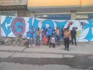 Trapo - Bandeira - Faixa - Telón - "COMPLOT G" Trapo de la Barra: Vendaval Celeste • Club: Deportivo Garcilaso • País: Peru