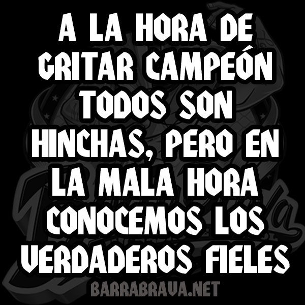 A la hora de gritar campeón todos son hinchas, pero en la mala hora conocemos los verdaderos fieles